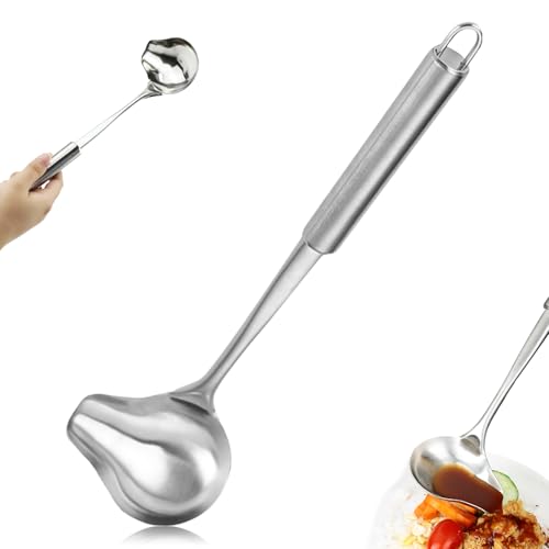 Groß Multifunktionaler Edelstahl Lang Soßenlöffel, 1 Stücke Edelstahl Suppenkelle, Soßenlöffel Mit Ausgießer, Groß Schöpfkelle, Küchenhelfer von Cozevdnt