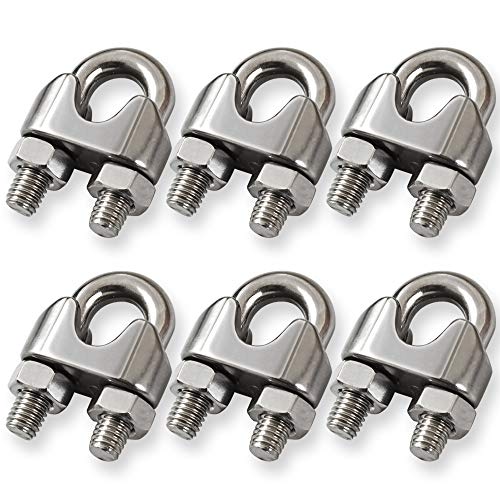 Cozihom 3/8 Inch M10 Wire Rope Cable Clip Clamp, 304 Stainless Steel, U Bolt Saddle Fastener, 6 Packs von Cozihom