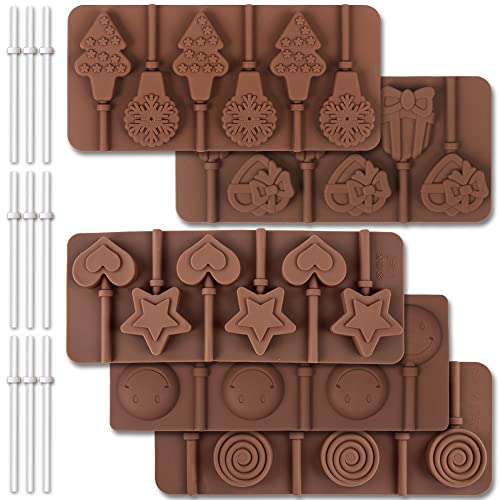 Cozihom 6 Cavity Silikon Lutscherform, Candy Mould, 5 PCS Mold und 130 PCS Lollipop Sticks von Cozihom