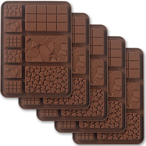 Cozihom Break Apart Silikon-Schokoladenformen, Schokoladenriegelformen, hausgemachte Protein- und Energieriegelformen, 5 Packungen, Braun von Cozihom