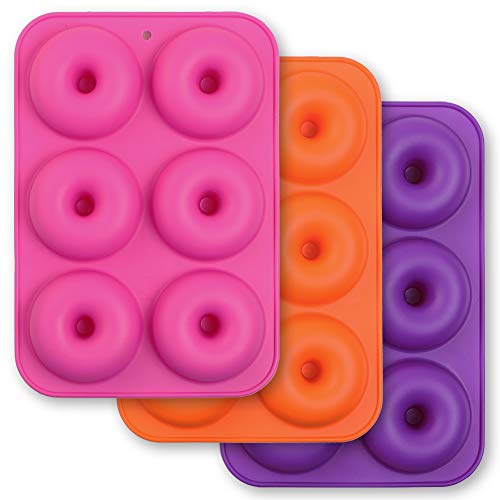 Cozihom Donut-Form mit 6 Mulden, antihaftbeschichtet, lebensmittelecht, BPA-frei, spülmaschinenfest, ofenfest, mikrowellen-, gefrierschranksicher, 3 Stück von Cozihom