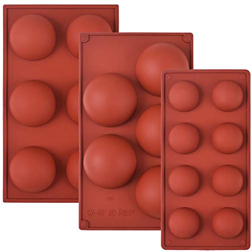 Cozihom Halbkugel-Silikonform-Set für Schokoladenkugel, Kuchen, Gelee, Pudding, hausgemachte Seife, 3 Stück Cozihom Halbkugel-Silikonform-Set für Schokoladenkugel, Kuchen, Gelee, Pudding, hausgemachte Seife, 3 Stück von Cozihom