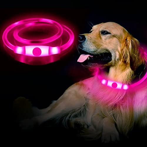 LED Leuchthalsband Hundehalsband Aufladbar, 3 Modi Wasserdicht Halsband Hund, Leuchtband Hund Halsband Längenverstellbareres Super Helle Kalsband Katze und Hunde von Cozihom