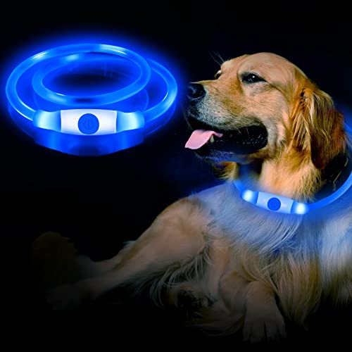 LED Leuchthalsband Hundehalsband Aufladbar, 3 Modi Wasserdicht Halsband Hund, Leuchtband Hund Halsband Längenverstellbareres Super Helle Kalsband Katze und Hunde von Cozihom