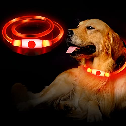 LED Leuchthalsband Hundehalsband Aufladbar, 3 Modi Wasserdicht Halsband Hund, Leuchtband Hund Halsband Längenverstellbareres Super Helle Kalsband Katze und Hunde von Cozihom