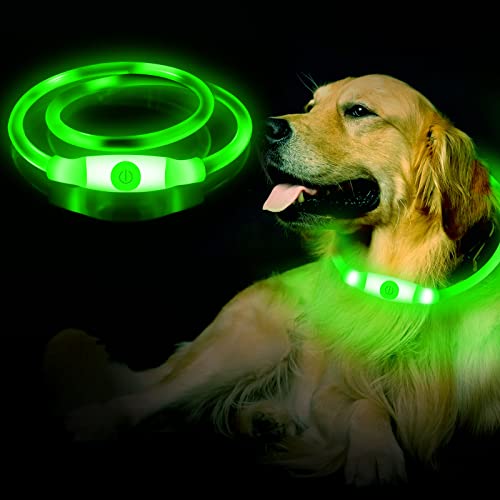 LED Leuchthalsband Hundehalsband Aufladbar, 3 Modi Wasserdicht Halsband Hund, Leuchtband Hund Halsband Längenverstellbareres Super Helle Kalsband Katze und Hunde von Cozihom