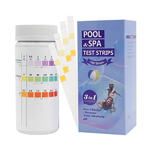 100 Stück Pool Tester Wassertester, 3 IN 1 Poolwasser Teststreifen Spa Whirlpool Teststreifen für PH-Wert, freies Chlor, Brom, Gesamtalkalität von Cozii