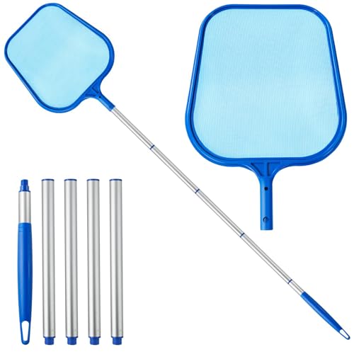 Cozii Teichkescher & Pool Kescher mit Teleskopstange (66-163cm) | Feinmaschiges Netz für Poolreinigung | Algenkescher für Pools, Teiche, Spa, Whirlpools | 5-Pol Teleskop Aluminiumstange von Cozii