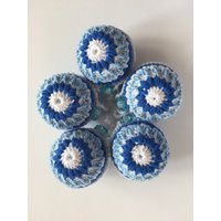 Handgehäkelte Blaue Christbaumkugeln Set von CozinessFactory