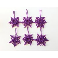 Handgemachtes Gehäkeltes Violettes Schneeflocken Weihnachtsbaum Dekoration Set Handgemachtes Gehäkeltes Violettes Schneeflocken Weihnachtsbaum Dekoration Set von CozinessFactory