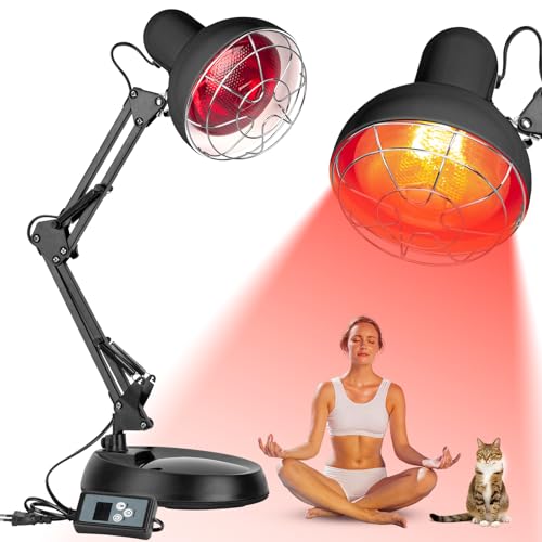 Cozion Rotlichtlampe 100W Rotlichtlampe Wärmelampe Infrarotlicht-Rotlich Strahler Infrarotleuchte Wärmestrahler mit Timer fur Heimat (Schwarz) von Cozion