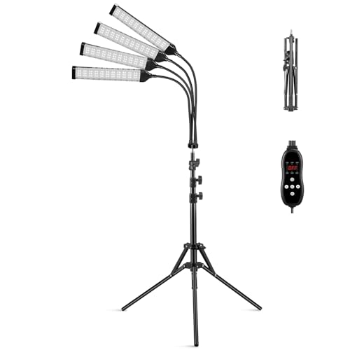 Cozion 4 Köpfe Stehlampe mit Ständer, 420 LEDs mit Timer und flexiblem Schwanenhals für Schlafzimmer Büro (Lampe erzeugt keine Wärme) von Cozion