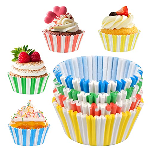 100 Stück Muffinförmchen Papier Cupcake-Förmchen Muffins Backförmchen Cupcake Regenbogen Papier Fällen Liners Wrapper Cupcake-Förmchen Fettdicht für Zuhause Ofen Partys Geburtstag Hochzeit Dekoration von Cozlly