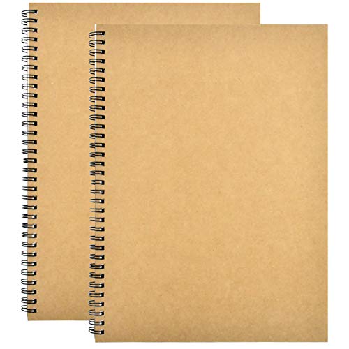 2pcs Skizzenbuch, 200 GSM / 140 Seiten A4 Skizzenheft Skizzenbuch Spiralbindung, Leeres Skizzenblock Papier, Schwarz Kraft Cover Zeichnung Künstler Pad für Malen Aquarell,Journalr,Zeichnen Landschaft von Cozlly