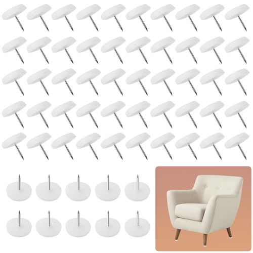 Cozlly 100 Stück Kunststoff Stuhlgleiter, Möbelgleiter, Bodengleiter, 20 mm Ø, 5 mm dick, Möbelfüße Nagel Stuhl Tischbein Schutz Pad Plastik, für Möbel, Stuhl und Tischbeine - Weiß von Cozlly