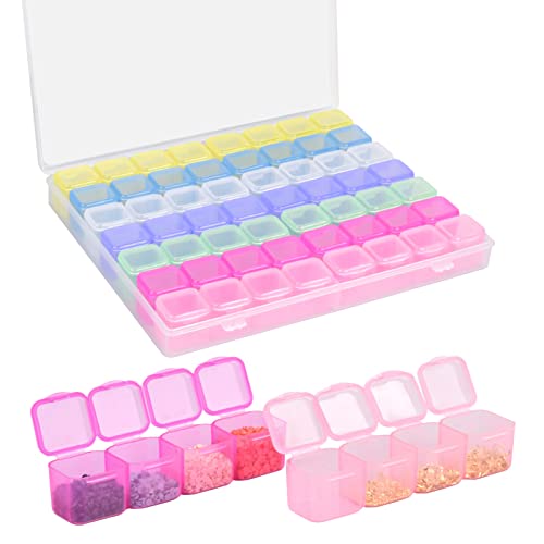 Cozlly 56 Fächer Aufbewahrungbox für Diamant Painting, Kunststoff Sortierbox, Nailart Organizer Box, Kleinteile Aufbewahrungbox, Klar Aufbewahrungbox für Perlen Strasssteine Nägel Schmuck Pailletten von Cozlly