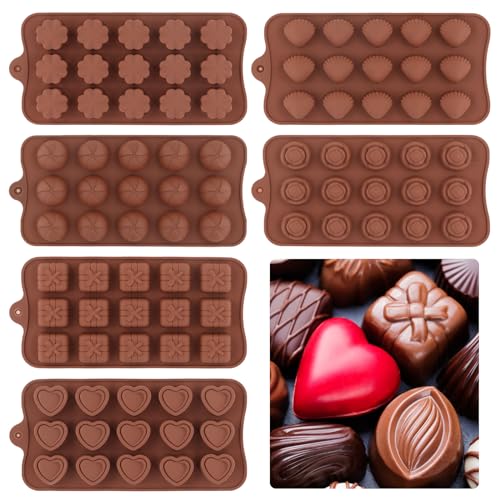 Cozlly 6 Stück Schokoladenform silikon schokoladenformen silikon 3D Schokolade Silikonform 15 Mulden Pralinen Antihaft Pralinenform silikon Backform Bonbonformen Süßigkeitenformen für Backen von Cozlly