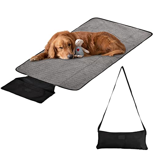 Cozlly Hundedecke für Unterwegs, Faltbare wasserdichte Hundedecke Haustier Decke Camping Decke Haustierdecke Outdoor Reisedecke Hund Katze Mat Wärmende Decke mit Tasche für Hund, 100 x 70cm (Schwarz) von Cozlly