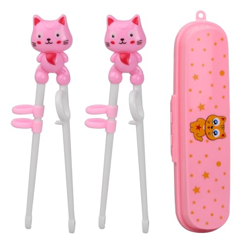 Cozlly Training Essstäbchen Hilfer, 2 Paare Rosa Lernen Stäbchen, Sushi Stäbchen Kinder, Lernen Essstäbchen Mehrweg, mit Tragbaren Box, Geeignet für Erwachsene, Kinder, Anfänger von Cozlly