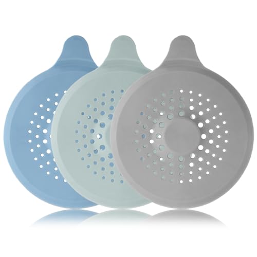 Cozlly Universal Abflusssieb Silikon, 3 Stück Abfluss Haarfänger mit Saugnäpfen, Dusche Haarfänger, Sink Strainer, für Dusche, Waschbecken, Badewanne und Küche Waschbecken von Cozlly