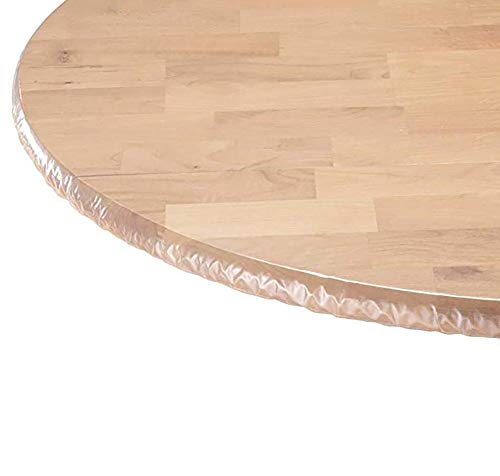 Cozomiz Elastische Runde Tischdecke Gartentischdecke Rundtischdecke wasserdichte rutschfeste Abwischbar Schmutzabweisend Tischdecke für Esszimmer, Küche und Picknick 150cm-165cm Transparent von Cozomiz