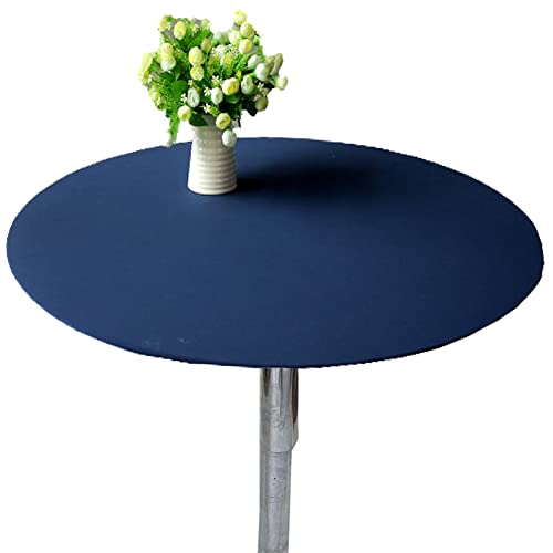 Cozomiz Elastische Tischdecke Gartentischdecke Rundtischdecke Waschbar rutschfeste Abwischbar Schmutzabweisend Tischdecke 80cm Runde Enge Passform Navy blau von Cozomiz