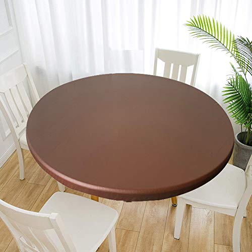 Cozomiz Elastische Tischdecke Gartentischdecke Rundtischdecke wasserdichte rutschfeste Abwischbar Schmutzabweisend Tischdecke Braun 130cm Runde Enge Passform von Cozomiz