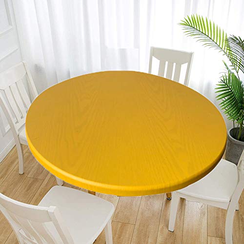 Cozomiz Elastische Tischdecke Gartentischdecke Rundtischdecke wasserdichte rutschfeste Abwischbar Schmutzabweisend Tischdecke Gelb 140cm Runde Enge Passform von Cozomiz