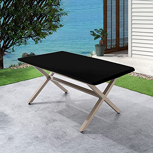 Cozomiz Elastische Tischdecke Gartentischdecke Rundtischdecke wasserdichte rutschfeste Abwischbar Schmutzabweisend Tischdecke Schwarz 120x60cm Rechteckig Enge Passform von Cozomiz