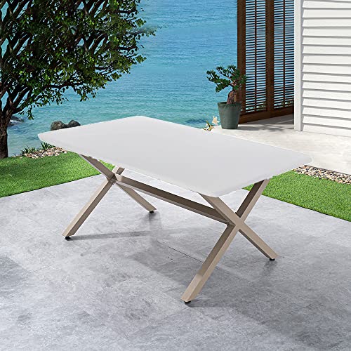 Cozomiz Elastische Tischdecke Gartentischdecke Rundtischdecke wasserdichte rutschfeste Abwischbar Schmutzabweisend Tischdecke Weiß 244x75cm Rechteckig Enge Passform von Cozomiz