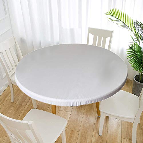 Cozomiz Elastische Tischdecke Gartentischdecke Rundtischdecke wasserdichte rutschfeste Abwischbar Schmutzabweisend Tischdecke Weiß 60m Runde Enge Passform von Cozomiz