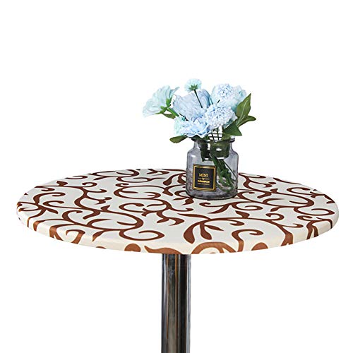 Cozomiz Geometrisch Elastische Tischdecke Gartentischdecke Rundtischdecke wasserdichte rutschfeste Abwischbar Schmutzabweisend Tischdecke Beige 100cm Runde Enge Passform von Cozomiz