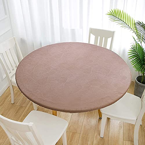 Cozomiz Jacquard Elastische Tischdecke Gartentischdecke Rundtischdecke wasserdichte rutschfeste Abwischbar Schmutzabweisend Tischdecke 100cm Runde Enge Passform Kaffee von Cozomiz