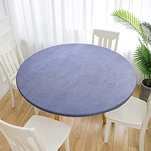 Cozomiz Jacquard Elastische Tischdecke Gartentischdecke Rundtischdecke wasserdichte rutschfeste Abwischbar Schmutzabweisend Tischdecke 120cm Runde Enge Passform Blau von Cozomiz