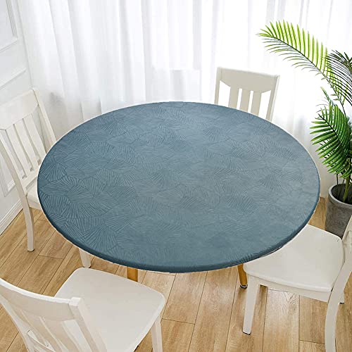 Cozomiz Jacquard Elastische Tischdecke Gartentischdecke Rundtischdecke wasserdichte rutschfeste Abwischbar Schmutzabweisend Tischdecke 120cm Runde Enge Passform Grün von Cozomiz