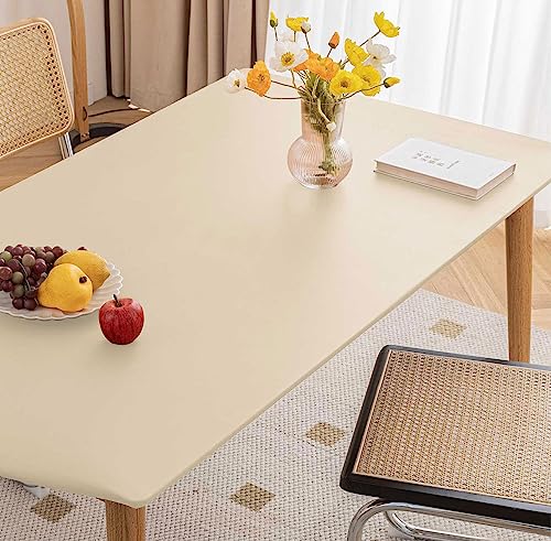 Cozomiz PU-Leder Elastische Tischdecke Gartentischdecke Rechteckig Tischdecke wasserdichte rutschfeste Abwischbar Schmutzabweisend Tischdecke 80x80cm Beige von Cozomiz