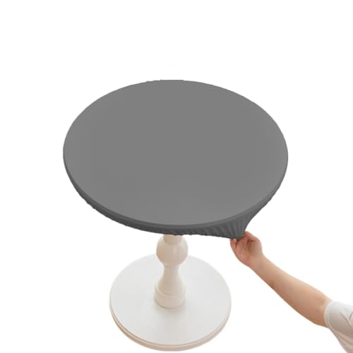 Cozomiz PU-Leder Elastische Tischdecke Gartentischdecke Runden Tischdecke wasserdichte rutschfeste Abwischbar Schmutzabweisend Tischdecke 60cm Dunkelgrau von Cozomiz