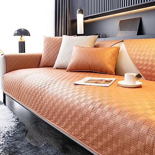 Cozomiz Wasserdichter PU-Leder Sofa Sitzkissenbezug rutschfeste Matte Atmungsaktiv Mehrfachnutzung Sofaüberwurf Sesselschutz Spielmatte Japanischer Tatami Teppich 110x180cm Orange von Cozomiz