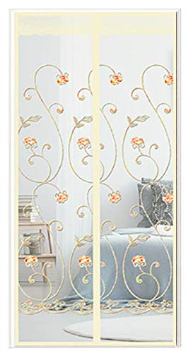 GettyGears Fliegengitter Tür Insektenschutz Magnet Vorhang Fliegenvorhang Moskitonetz Mit Klettverschluss Klebmontage Ohne Bohren für Balkontür Wohnzimmer Terrassentür 90x200cm Stickversion Gelb von Cozomiz