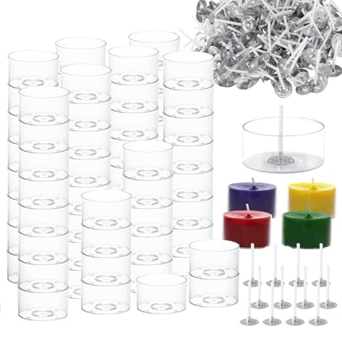 Teelichthalter für Kerzen Gießen, 60 Stück Kerzen Gläser mit 120 Dochte DIY Kerzen Selber Machen Set für Hochzeitsdeko Tischdeko Geburtstag Valentinstag-Jubiläum 18 x 38 mm 30 ml Transparent von Coztie