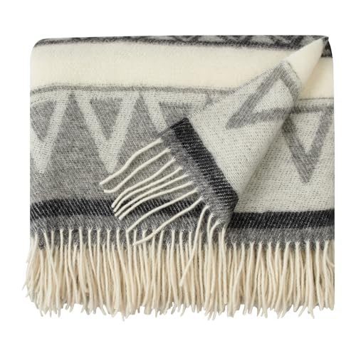 Cozy Blankets Wolldecke | 100% Wolle aus Neuseeland | Perfekt als Überwurf Decke/Sofadecke | Schurwolle Blanket mit Fransen in Verschiedene Farbstreifen Design (140 x 200 cm)… von Cozy Blankets