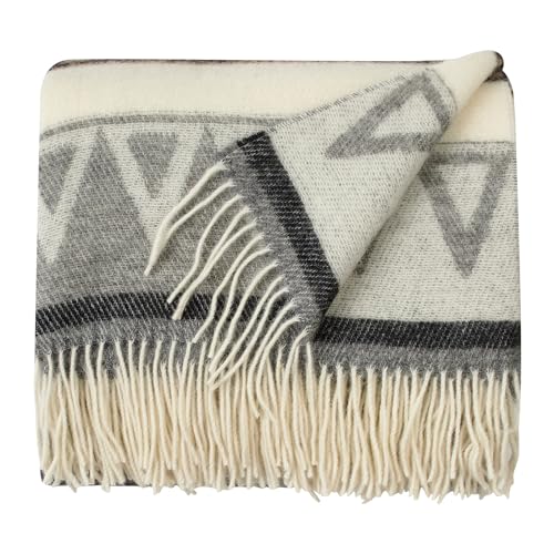 Cozy Blankets Wolldecke | 100% Wolle aus Neuseeland | Perfekt als Überwurf Decke/Sofadecke | Schurwolle Blanket mit Fransen in Verschiedene Farbstreifen Design (140 x 200 cm)… von Cozy Blankets