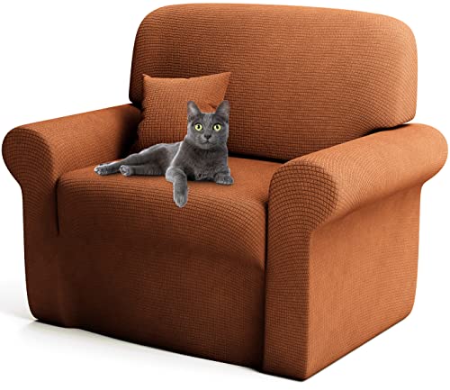 Cozy Interior® | Premium Sofa Überzug 1 Sitzer Orangebraun | weich & bequem | Stretch Sofabezug mit idealer Passform | Couch Überzug | 80-120cm von Cozy Interior