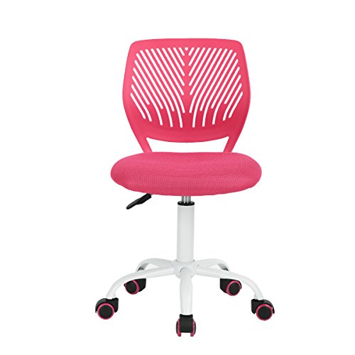 Cozy Maison Satz von 1 Schreibtisch Stuhl höhenverstellbarer Dreh-Arbeitsstuhl Stoff Sitz ergonomischer Stuhl, Rosa von Cozy Maison