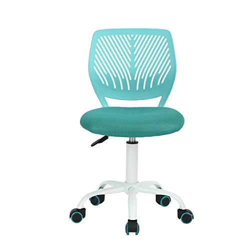 Cozy Maison Satz von 1 Schreibtisch Stuhl höhenverstellbarer Dreh-Arbeitsstuhl Stoff Sitz ergonomischer Stuhl, Türkis von Cozy Maison