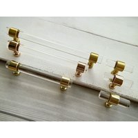108 160 190 Mm Klar Acryl Kommode Möbelgriff Lucite Schubladenknauf Gold Gebürstet Messing Schrankgriff Poliert von CozyChiccc
