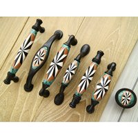 15, 5 cm Weiß Schwarz Keramik Schubladengriff Möbelknauf Bronze Möbelknopf 96 128 von CozyChiccc