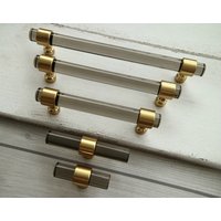 3 5 10 Zoll Klar Schwarz Grau Acryl Schublade Knauf Gebürstet Gold Messing Schrank Möbelgriff Schrankgriff 76 128 256 Mm von CozyChiccc