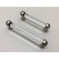 3.75" 5" Crystal Glas Griff Zug Klare Schublade Schrank Moderne Einfache Möbel Tür Pull Gebürstet Silber Nickel 96 128mm von CozyChiccc