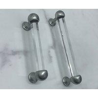 3.75" 5" Gebürstet Silber Nickel Griff Pull Klare Kristall Glas Knauf Kommode Küchenschrank Schrank 96 128mm von CozyChiccc